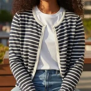 H&M Basic Navy/White Striped Cardigan